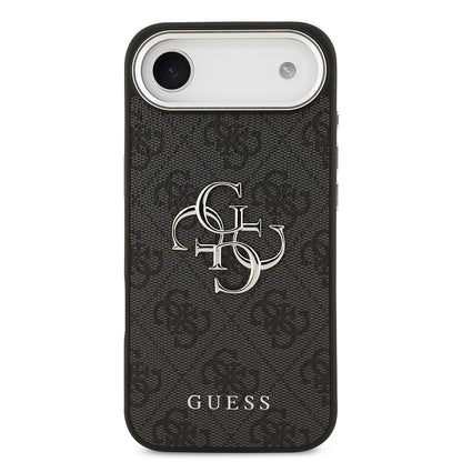 Apple iPhone 17 Air Kılıf Guess Orjinal Lisanslı Gümüş Metal Kamera Çerçeveli 4G Desenli Metal Büyük 4G ve Yazı Logolu Kapak