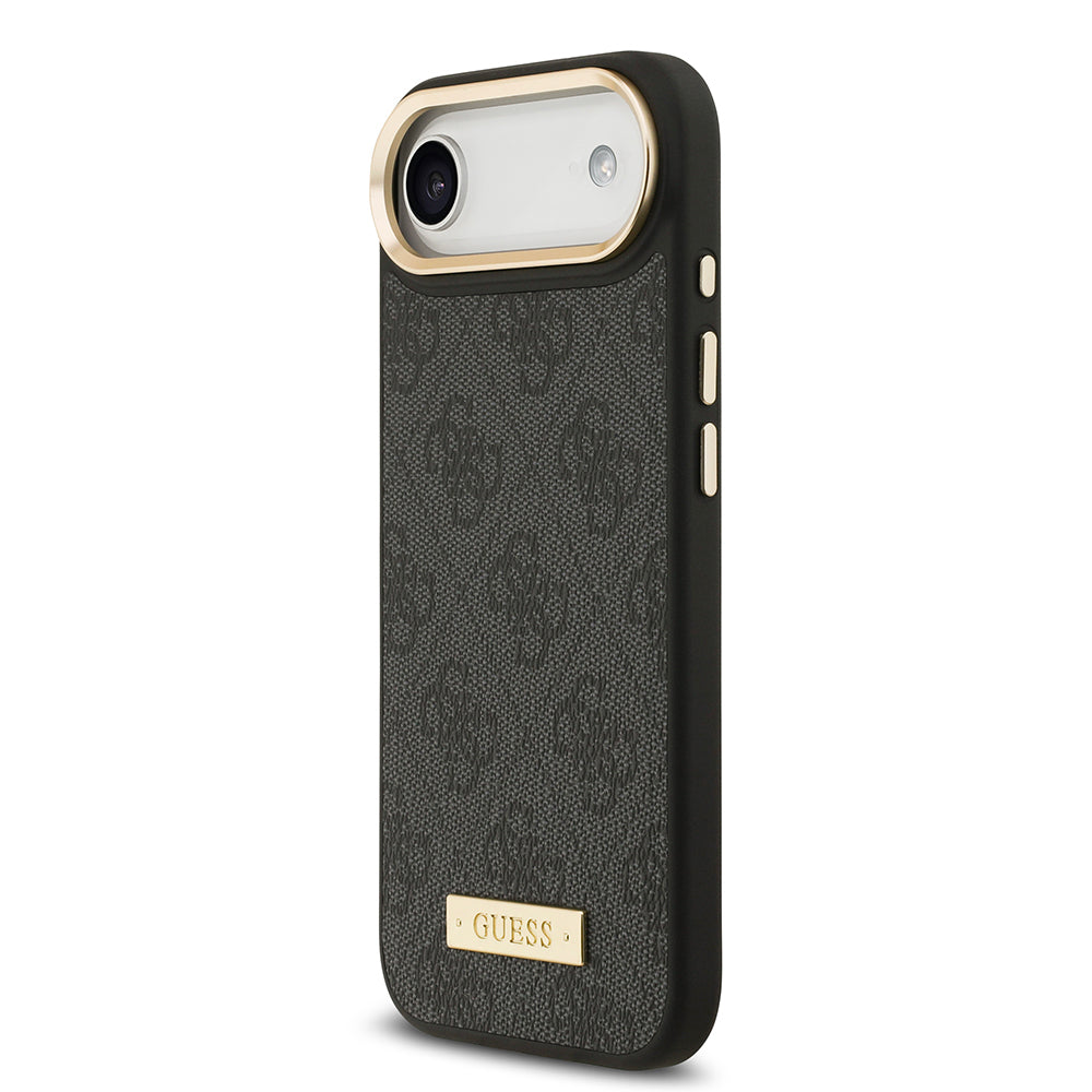 Apple iPhone 17 Air Kılıf Guess Orjinal Lisanslı M-safe Şarj Özellikli 4G Desenli PU Metal Plaka Klasik Logolu Kapak