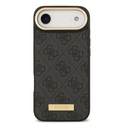 Apple iPhone 17 Air Kılıf Guess Orjinal Lisanslı M-safe Şarj Özellikli 4G Desenli PU Metal Plaka Klasik Logolu Kapak