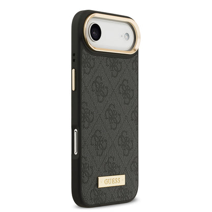 Apple iPhone 17 Air Kılıf Guess Orjinal Lisanslı M-safe Şarj Özellikli 4G Desenli PU Metal Plaka Klasik Logolu Kapak