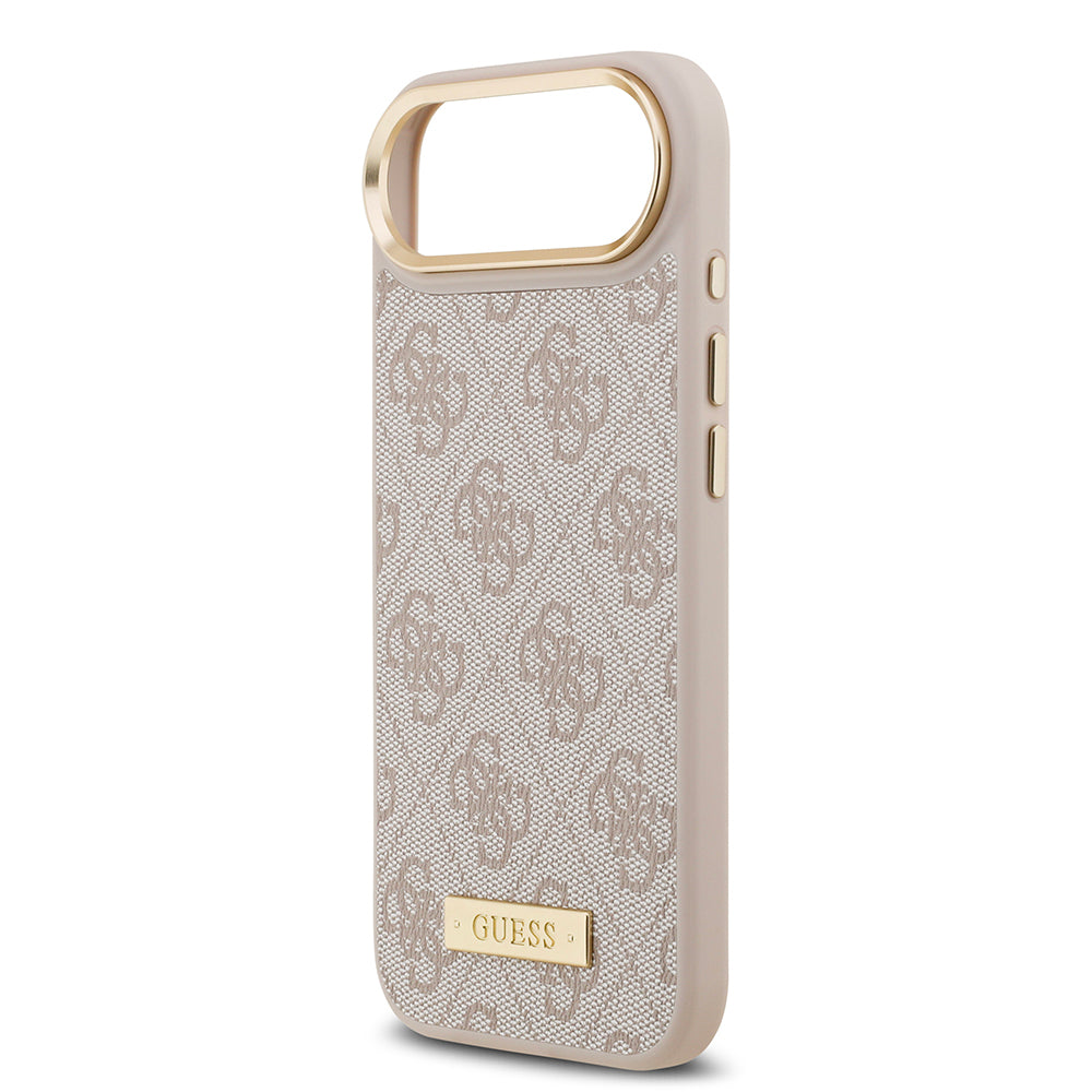 Apple iPhone 17 Air Kılıf Guess Orjinal Lisanslı M-safe Şarj Özellikli 4G Desenli PU Metal Plaka Klasik Logolu Kapak