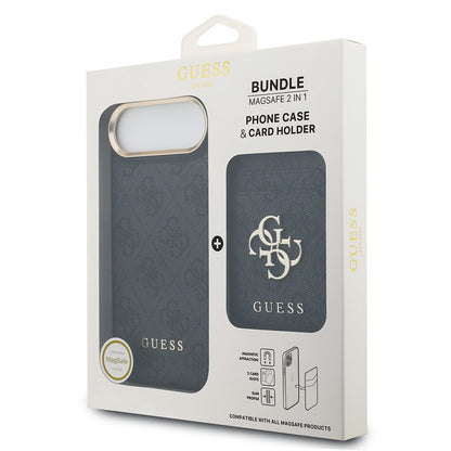 Apple iPhone 17 Air Kılıf Guess Orjinal Lisanslı M-safe Şarj Özellikli 4G Metal Büyük Logolu Kartlıklı Kapak