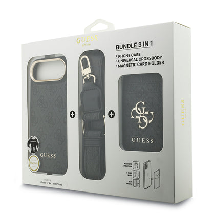 Apple iPhone 17 Air Kılıf Guess Orjinal Lisanslı M-safe Şarj Özellikli Askılı ve 4G Logo Kartlıklı Kapak