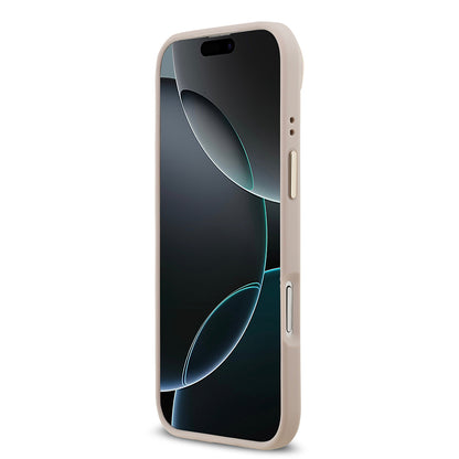 Apple iPhone 17 Air Kılıf Guess Orjinal Lisanslı M-safe Şarj Özellikli Gold Metal Kamera Çerçeveli PU Deri 4G Desenli Yazı Logolu Kapak