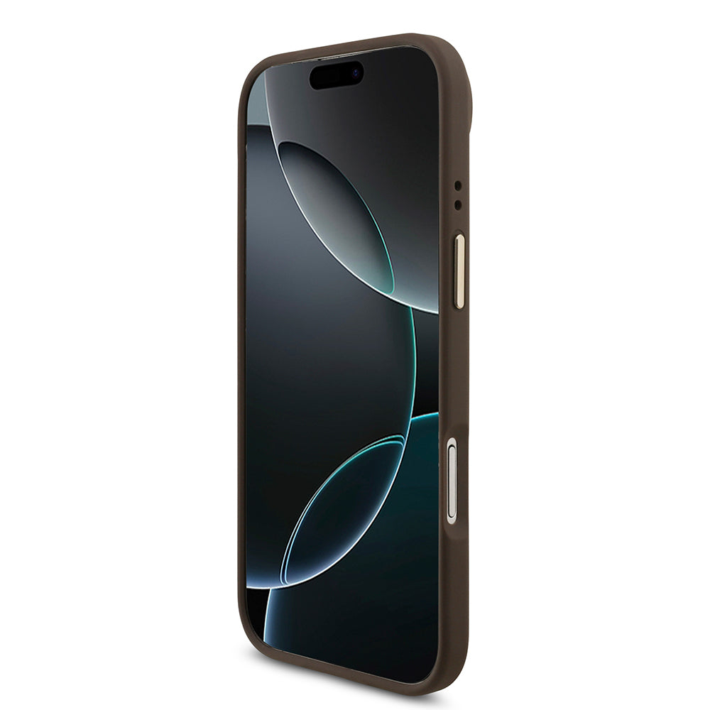 Apple iPhone 17 Air Kılıf Guess Orjinal Lisanslı M-safe Şarj Özellikli Gold Metal Kamera Çerçeveli Taşlı 4G Logolu Kapak