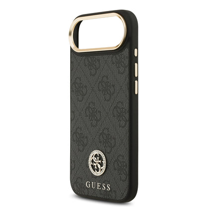 Apple iPhone 17 Air Kılıf Guess Orjinal Lisanslı M-safe Şarj Özellikli Gold Metal Kamera Çerçeveli Taşlı 4G Logolu Kapak