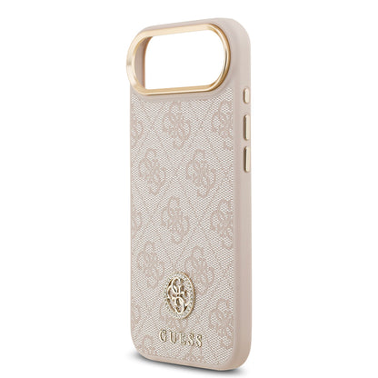 Apple iPhone 17 Air Kılıf Guess Orjinal Lisanslı M-safe Şarj Özellikli Gold Metal Kamera Çerçeveli Taşlı 4G Logolu Kapak