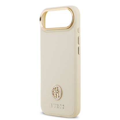 Apple iPhone 17 Air Kılıf Guess Orjinal Lisanslı M-safe Şarj Özellikli Grained Yazı ve Taşlı 4G Logolu Kapak