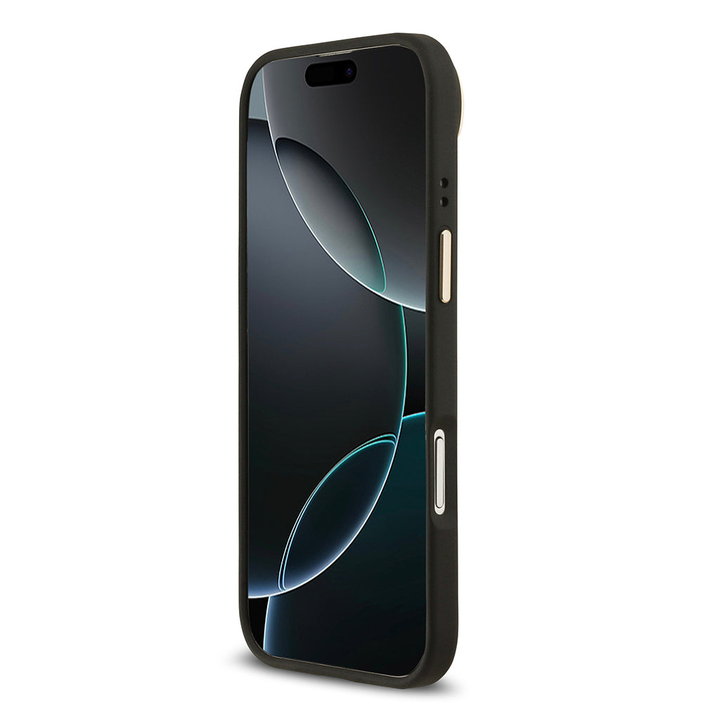 Apple iPhone 17 Air Kılıf Guess Orjinal Lisanslı M-safe Şarj Özellikli Grained Yazı ve Taşlı 4G Logolu Kapak
