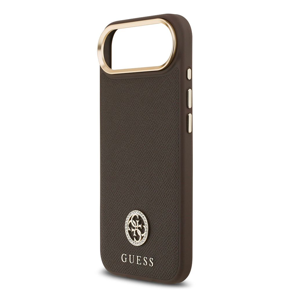 Apple iPhone 17 Air Kılıf Guess Orjinal Lisanslı M-safe Şarj Özellikli Grained Yazı ve Taşlı 4G Logolu Kapak