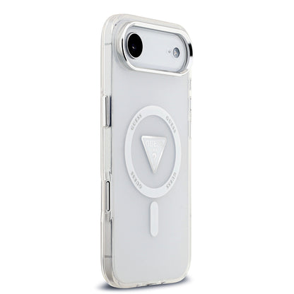 Apple iPhone 17 Air Kılıf Guess Orjinal Lisanslı M-safe Şarj Özellikli IML Baskılı Üçgen Logolu Metal Kamera Çerçeveli Kapak