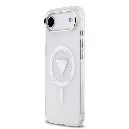 Apple iPhone 17 Air Kılıf Guess Orjinal Lisanslı M-safe Şarj Özellikli IML Baskılı Üçgen Logolu Metal Kamera Çerçeveli Kapak