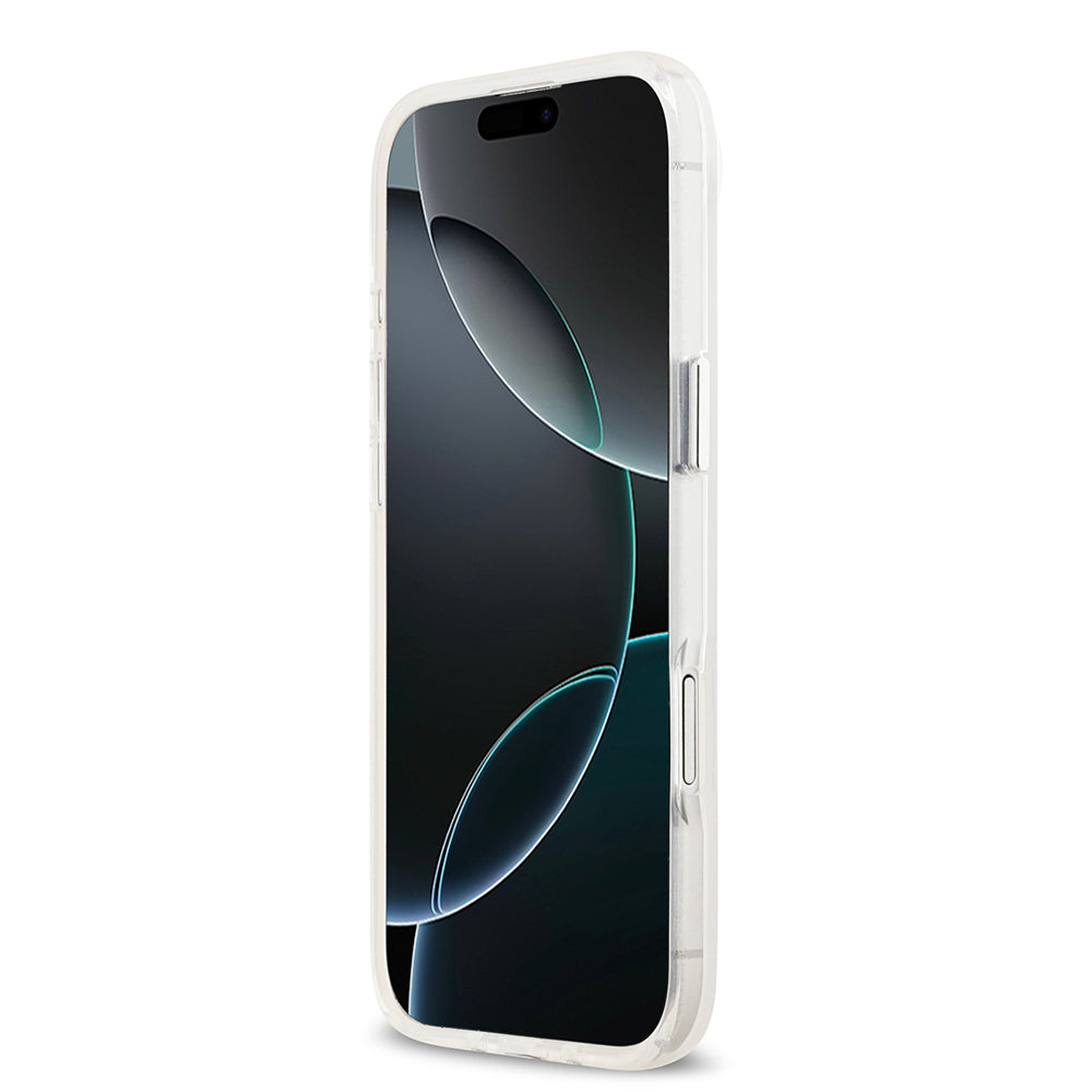 Apple iPhone 17 Air Kılıf Guess Orjinal Lisanslı M-safe Şarj Özellikli IML Baskılı Üçgen Logolu Metal Kamera Çerçeveli Kapak