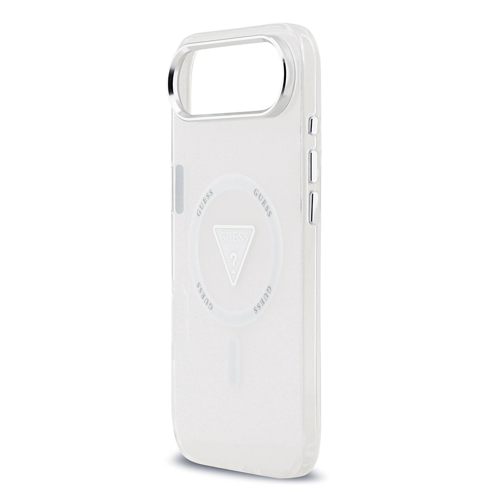 Apple iPhone 17 Air Kılıf Guess Orjinal Lisanslı M-safe Şarj Özellikli IML Baskılı Üçgen Logolu Metal Kamera Çerçeveli Kapak