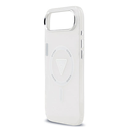Apple iPhone 17 Air Kılıf Guess Orjinal Lisanslı M-safe Şarj Özellikli IML Baskılı Üçgen Logolu Metal Kamera Çerçeveli Kapak