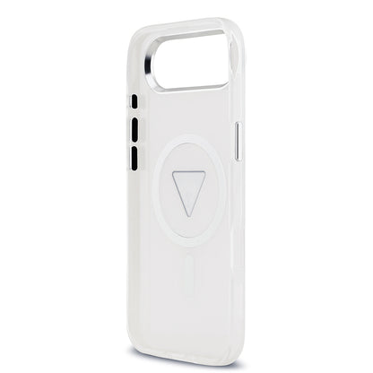 Apple iPhone 17 Air Kılıf Guess Orjinal Lisanslı M-safe Şarj Özellikli IML Baskılı Üçgen Logolu Metal Kamera Çerçeveli Kapak