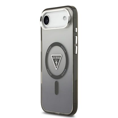 Apple iPhone 17 Air Kılıf Guess Orjinal Lisanslı M-safe Şarj Özellikli IML Baskılı Üçgen Logolu Metal Kamera Çerçeveli Kapak