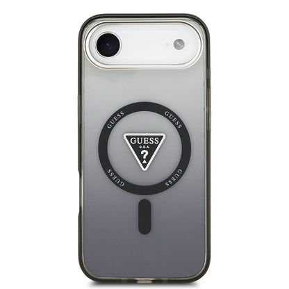 Apple iPhone 17 Air Kılıf Guess Orjinal Lisanslı M-safe Şarj Özellikli IML Baskılı Üçgen Logolu Metal Kamera Çerçeveli Kapak