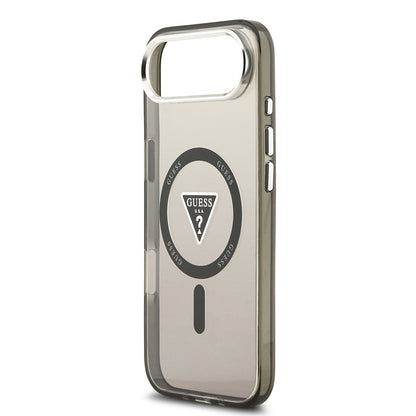 Apple iPhone 17 Air Kılıf Guess Orjinal Lisanslı M-safe Şarj Özellikli IML Baskılı Üçgen Logolu Metal Kamera Çerçeveli Kapak