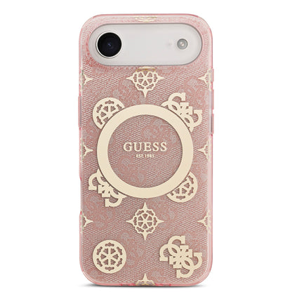 Apple iPhone 17 Air Kılıf Guess Orjinal Lisanslı M-safe Şarj Özellikli IML Peony ve 4G Desenli Klasik Logolu Kapak