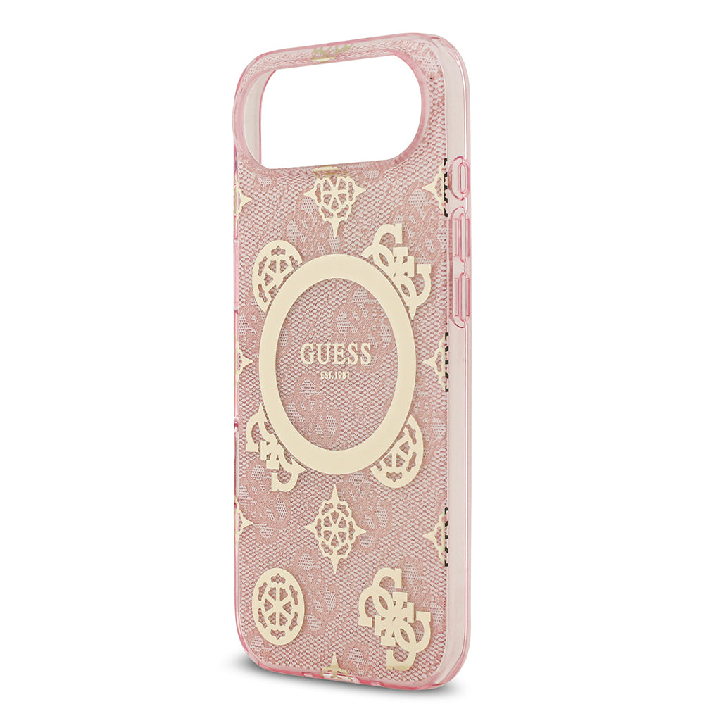 Apple iPhone 17 Air Kılıf Guess Orjinal Lisanslı M-safe Şarj Özellikli IML Peony ve 4G Desenli Klasik Logolu Kapak
