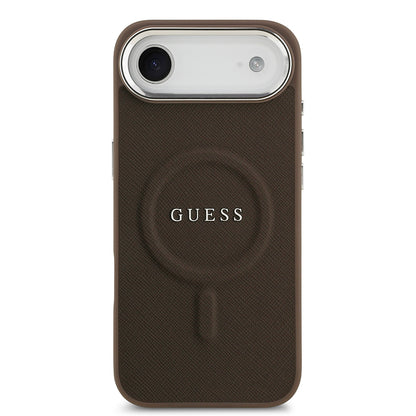 Apple iPhone 17 Air Kılıf Guess Orjinal Lisanslı M-safe Şarj Özellikli Klasik Yazı Logolu PU Deri Kapak
