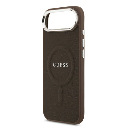Apple iPhone 17 Air Kılıf Guess Orjinal Lisanslı M-safe Şarj Özellikli Klasik Yazı Logolu PU Deri Kapak