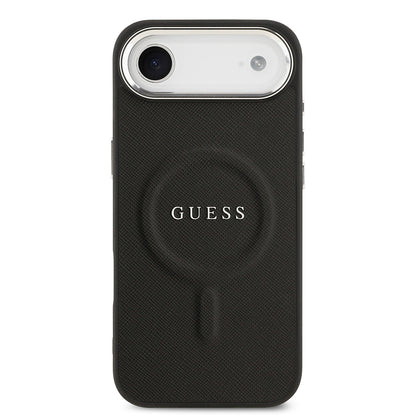 Apple iPhone 17 Air Kılıf Guess Orjinal Lisanslı M-safe Şarj Özellikli Klasik Yazı Logolu PU Deri Kapak