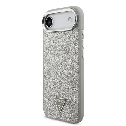 Apple iPhone 17 Air Kılıf Guess Orjinal Lisanslı M-safe Şarj Özellikli Metal Kamera Çerçeveli Üçgen Logolu Glitter Kapak