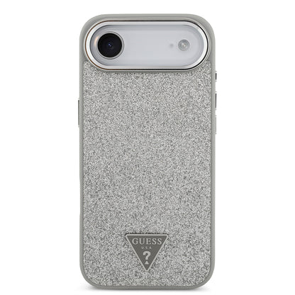 Apple iPhone 17 Air Kılıf Guess Orjinal Lisanslı M-safe Şarj Özellikli Metal Kamera Çerçeveli Üçgen Logolu Glitter Kapak