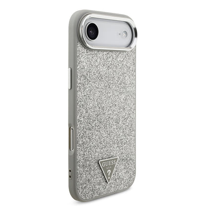 Apple iPhone 17 Air Kılıf Guess Orjinal Lisanslı M-safe Şarj Özellikli Metal Kamera Çerçeveli Üçgen Logolu Glitter Kapak