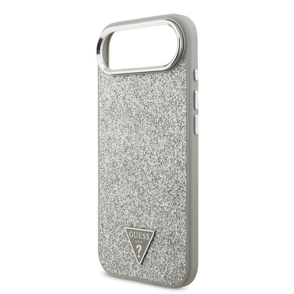 Apple iPhone 17 Air Kılıf Guess Orjinal Lisanslı M-safe Şarj Özellikli Metal Kamera Çerçeveli Üçgen Logolu Glitter Kapak