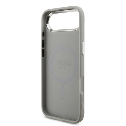 Apple iPhone 17 Air Kılıf Guess Orjinal Lisanslı M-safe Şarj Özellikli Metal Kamera Çerçeveli Üçgen Logolu Glitter Kapak