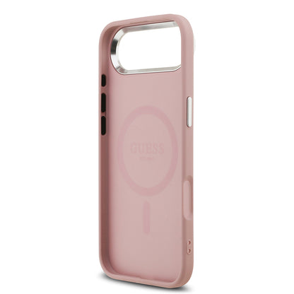 Apple iPhone 17 Air Kılıf Guess Orjinal Lisanslı M-safe Şarj Özellikli Metal Kamera Çerçeveli Üçgen Logolu Glitter Kapak