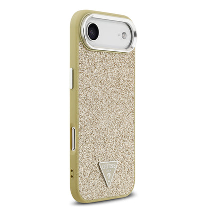 Apple iPhone 17 Air Kılıf Guess Orjinal Lisanslı M-safe Şarj Özellikli Metal Kamera Çerçeveli Üçgen Logolu Glitter Kapak