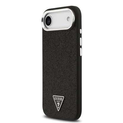 Apple iPhone 17 Air Kılıf Guess Orjinal Lisanslı M-safe Şarj Özellikli Metal Kamera Çerçeveli Üçgen Logolu Glitter Kapak