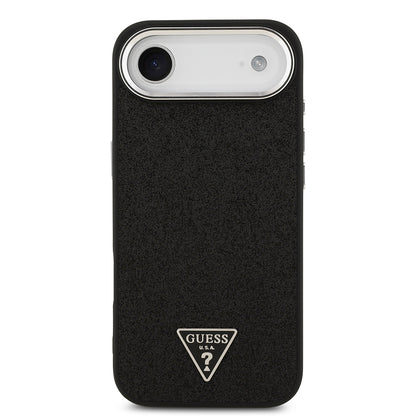 Apple iPhone 17 Air Kılıf Guess Orjinal Lisanslı M-safe Şarj Özellikli Metal Kamera Çerçeveli Üçgen Logolu Glitter Kapak