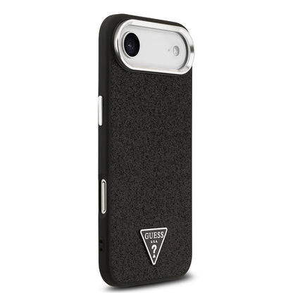 Apple iPhone 17 Air Kılıf Guess Orjinal Lisanslı M-safe Şarj Özellikli Metal Kamera Çerçeveli Üçgen Logolu Glitter Kapak