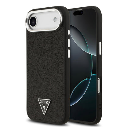 Apple iPhone 17 Air Kılıf Guess Orjinal Lisanslı M-safe Şarj Özellikli Metal Kamera Çerçeveli Üçgen Logolu Glitter Kapak