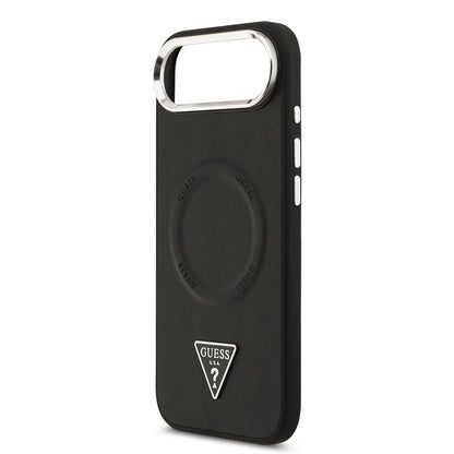 Apple iPhone 17 Air Kılıf Guess Orjinal Lisanslı M-safe Şarj Özellikli PU Deri Metal Kamera Çerçeveli Üçgen Logolu Kapak