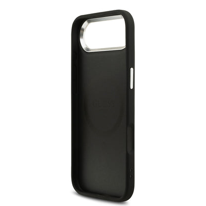 Apple iPhone 17 Air Kılıf Guess Orjinal Lisanslı M-safe Şarj Özellikli Sıcak Baskılı Klasik Yazı Logolu PU Deri Peony Kapak
