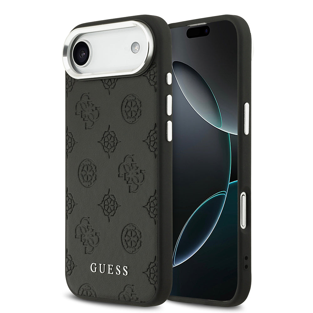 Apple iPhone 17 Air Kılıf Guess Orjinal Lisanslı M-safe Şarj Özellikli Sıcak Baskılı Klasik Yazı Logolu PU Deri Peony Kapak