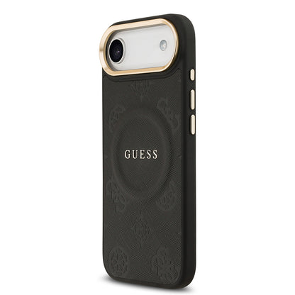 Apple iPhone 17 Air Kılıf Guess Orjinal Lisanslı M-safe Şarj Özellikli Sıcak Baskılı Yazı Logolu PU Deri Peony Kapak