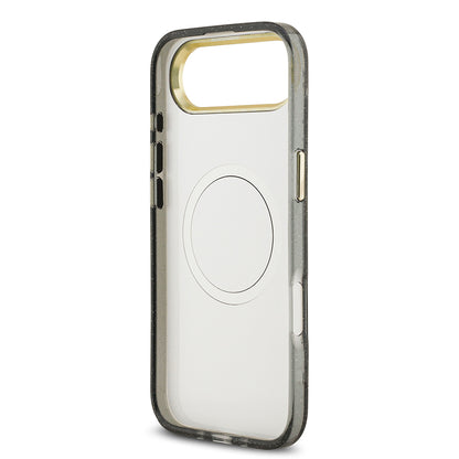 Apple iPhone 17 Air Kılıf Guess Orjinal Lisanslı M-safe Şarj Özellikli Simli Çiçek Desenli Metal Kamera Çerçeveli Üçgen Logolu Kapak