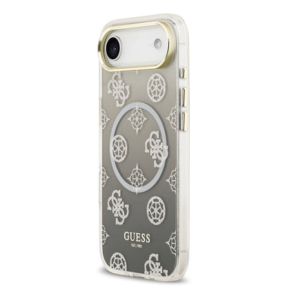 Apple iPhone 17 Air Kılıf Guess Orjinal Lisanslı M-safe Şarj Özellikli Simli Peony Desenli Silikon Kapak