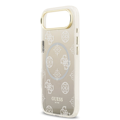 Apple iPhone 17 Air Kılıf Guess Orjinal Lisanslı M-safe Şarj Özellikli Simli Peony Desenli Silikon Kapak