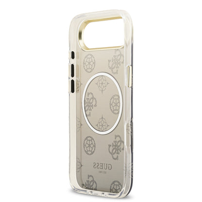 Apple iPhone 17 Air Kılıf Guess Orjinal Lisanslı M-safe Şarj Özellikli Simli Peony Desenli Silikon Kapak