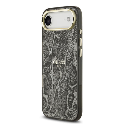 Apple iPhone 17 Air Kılıf Guess Orjinal Lisanslı M-safe Şarj Özellikli Yazı Logolu Python Desenli Kapak