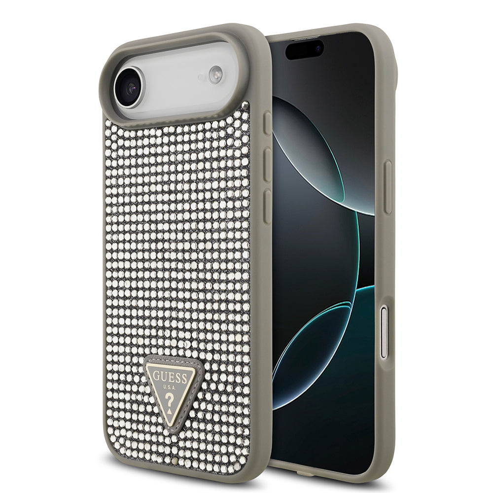 Apple iPhone 17 Air Kılıf Guess Orjinal Lisanslı Taşlı Arka Yüzey Üçgen Logolu Kapak
