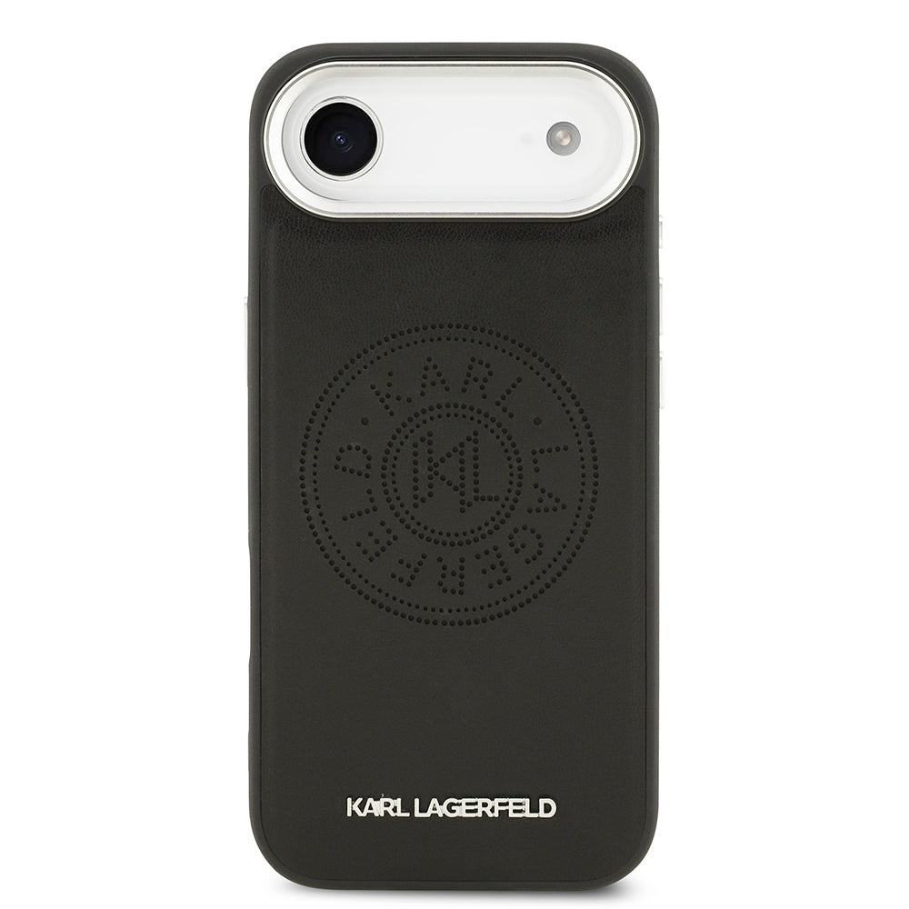 Apple iPhone 17 Air Kılıf Karl Lagerfeld Orjinal Lisanslı M-safe Şarj Özellikli Delikli Tasarım Metal Logolu PU Deri Kapak